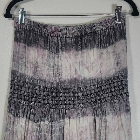 Y2K Vintage Women Tiered Tie Dye Maxi Skirt Size S Hippie Boho Crochet Fairy - Picture 2 of 12